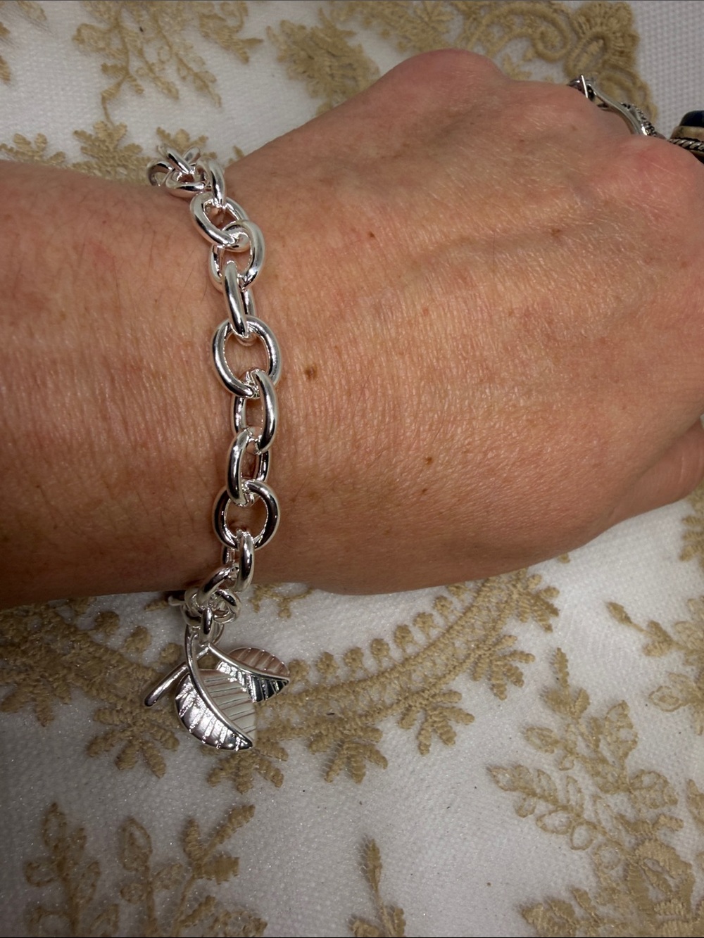 925 Sterling Silver Leaf Charm Bracelet Botanical Fall Nature Jewelry